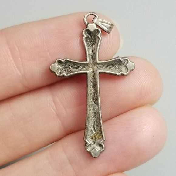 Vintage Sterling Silver Cross Pendant, Signed, Religious, Estate, Charm - Picture 8 of 10